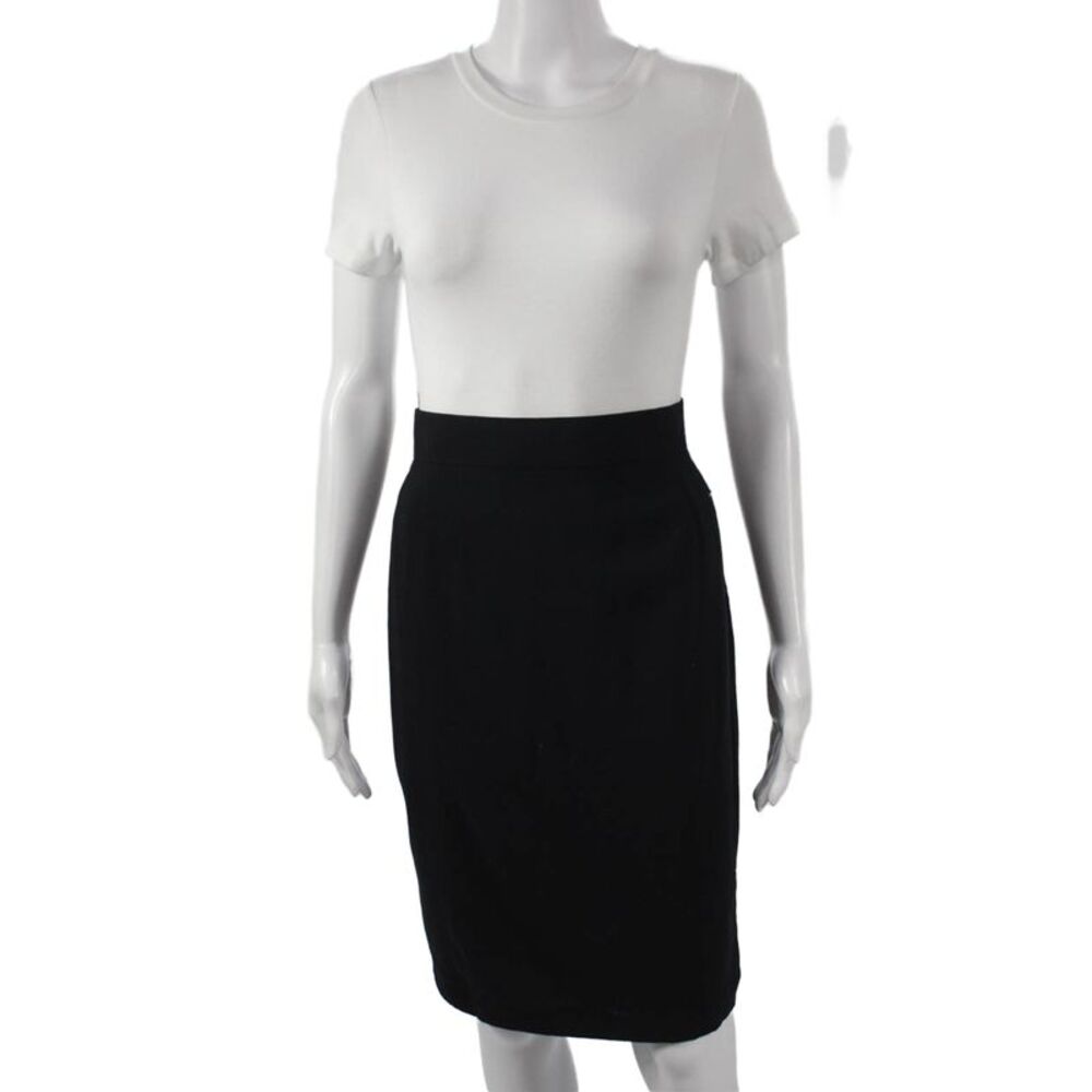 Escada Margaretha Ley Womens Straight Pencil Skirt Black Wool Short Size 40